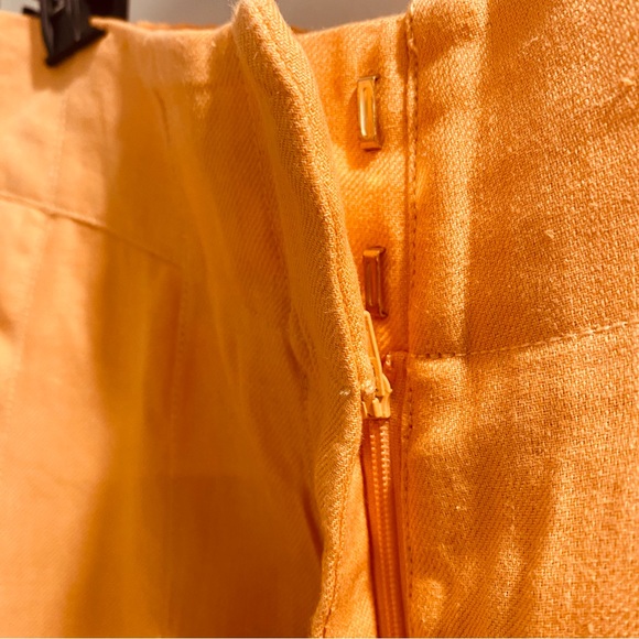 Country Road Women’s Pants Size 12 Orange Linen With Pockets Wide Leg - Picture 7 of 7